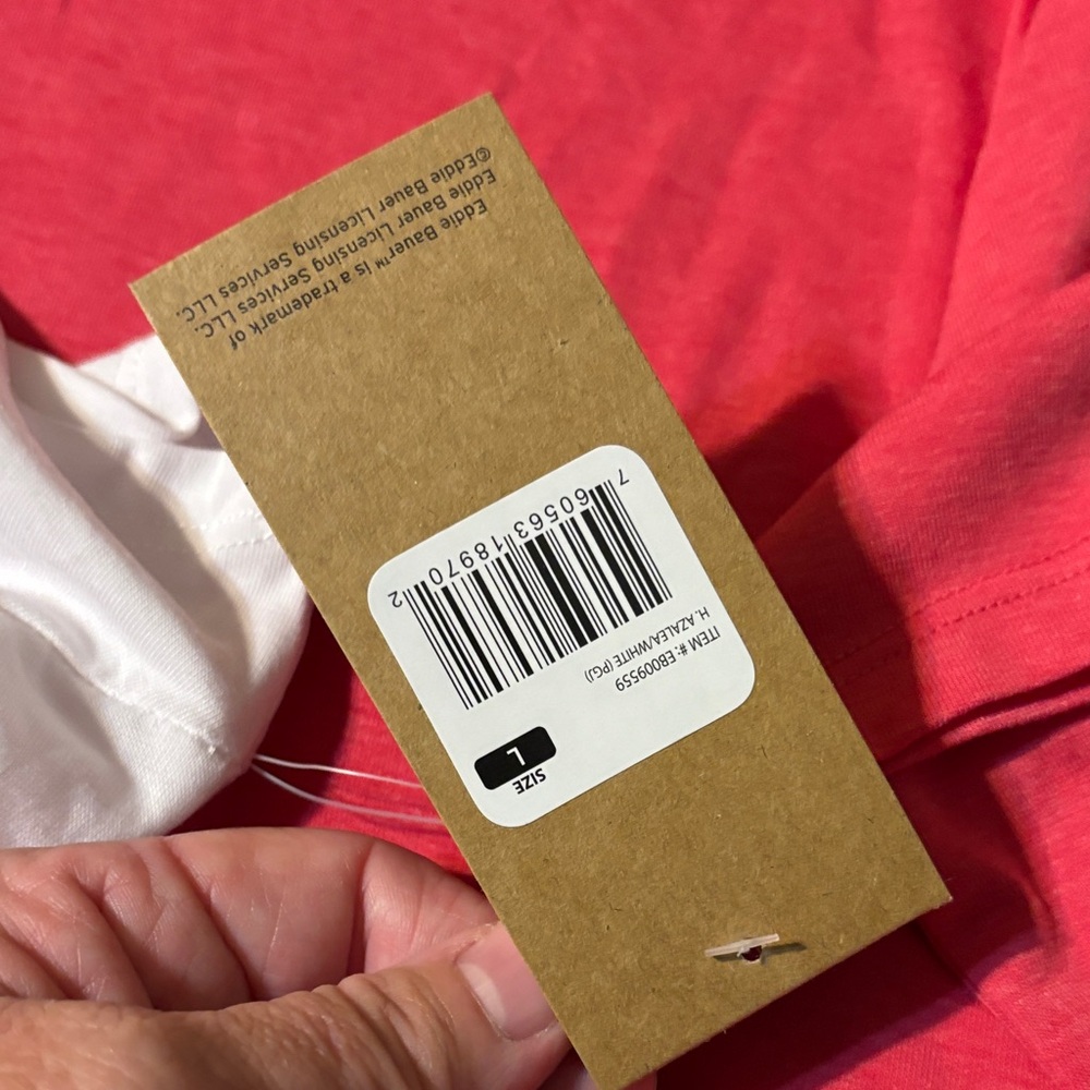 NWT Eddie Bauer Women's White and Pink Short Sleeve Tees - Picture 8 of 8